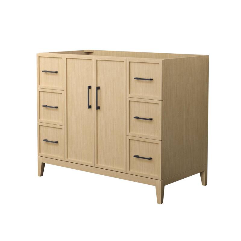 Wyndham Collection WCH717142S-CX-MXX Elan 42" Single Free Standing - White Oak / Matte Black Hardware