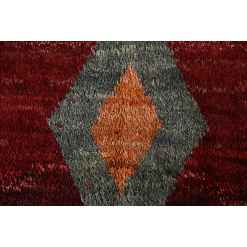 Hand Knotted Oriental 100% Wool Carpet Modern Tribal Red Moroccan Area Rug - 7' 7'' X 5' 9''