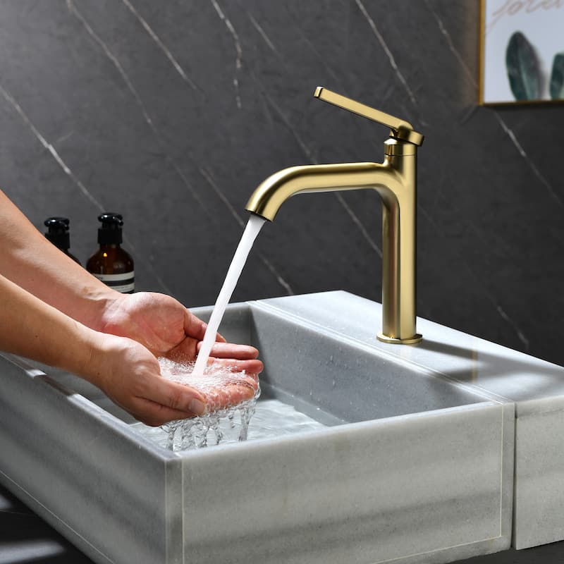 9 in.H Modern Matte Black/ Brushed Gold Single Handle Bathroom Faucet includes Hardware