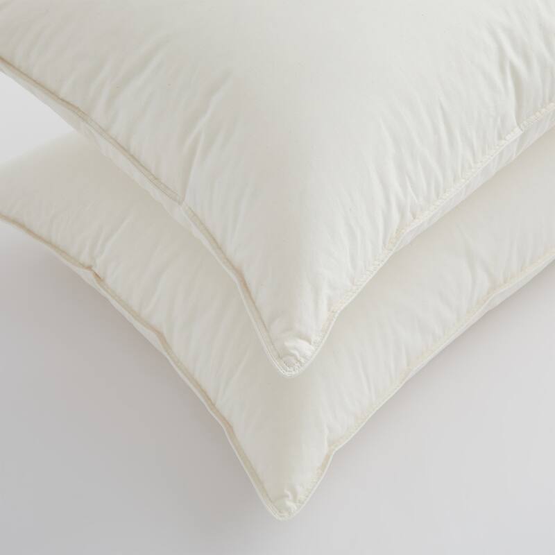 Set of 2 Natural 100% Organic Cotton 50% Down Pillows Made in Japan