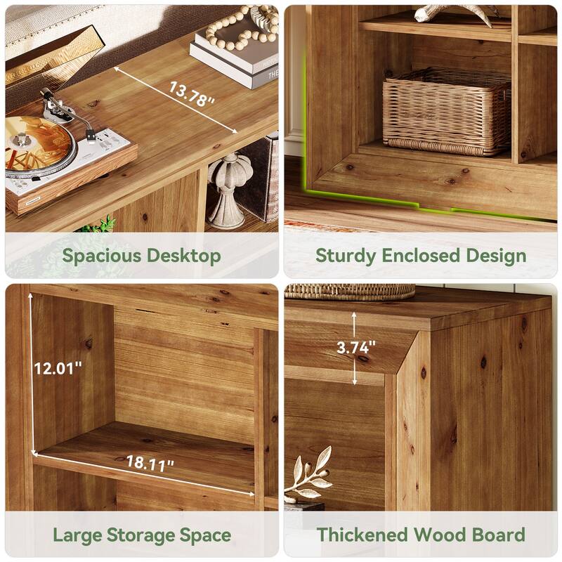 63-Inch Solid Wood Console Table, Farmhouse Entryway Table