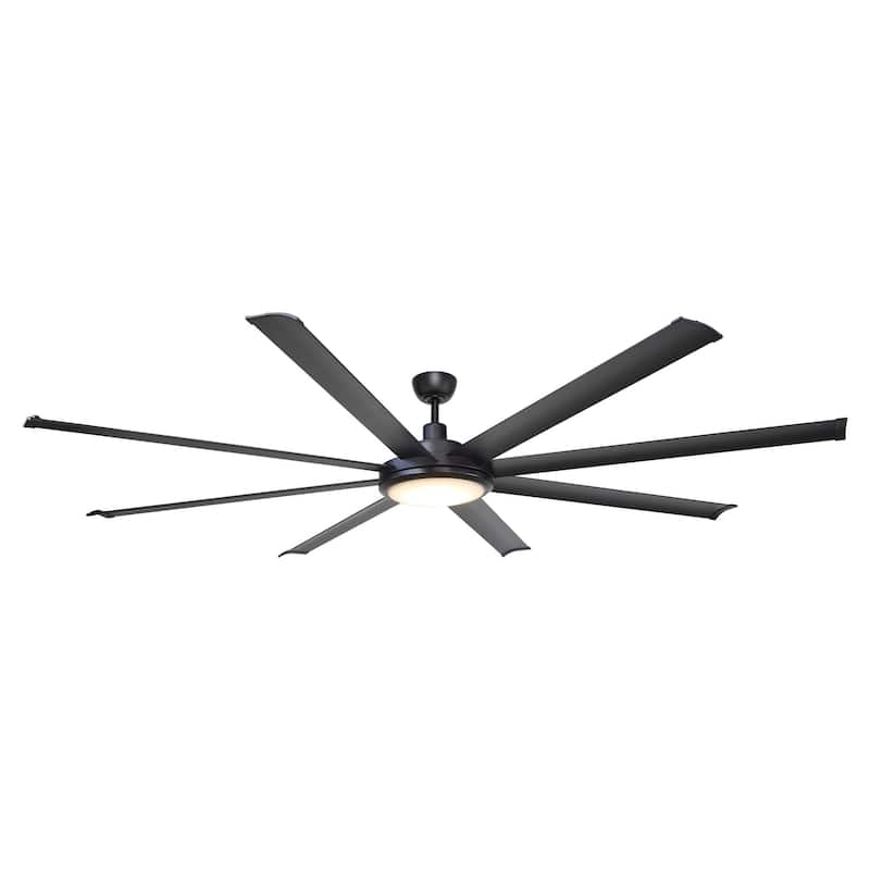 75-inch Black 8-Blade Aluminum Ceiling Fan with Remote and Light - 75 in