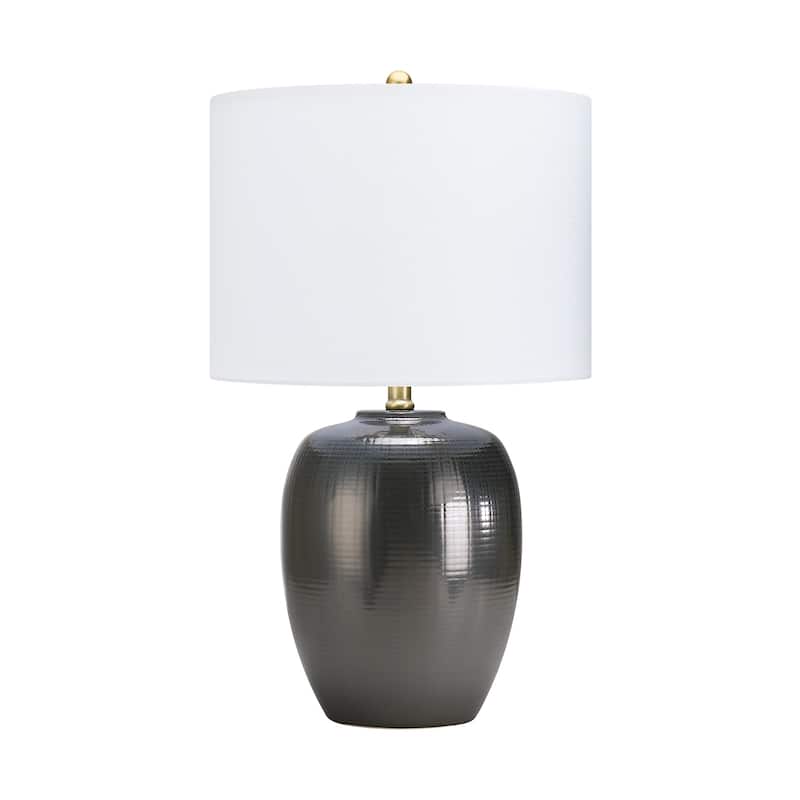 Basset 3-Way Ceramic Table Lamp with Drum Shade - 23 in. H