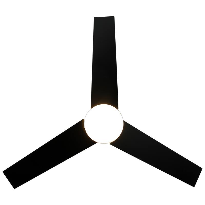 48" Matte Black Dimmable LED Flush Mount Ceiling Fan with Remote