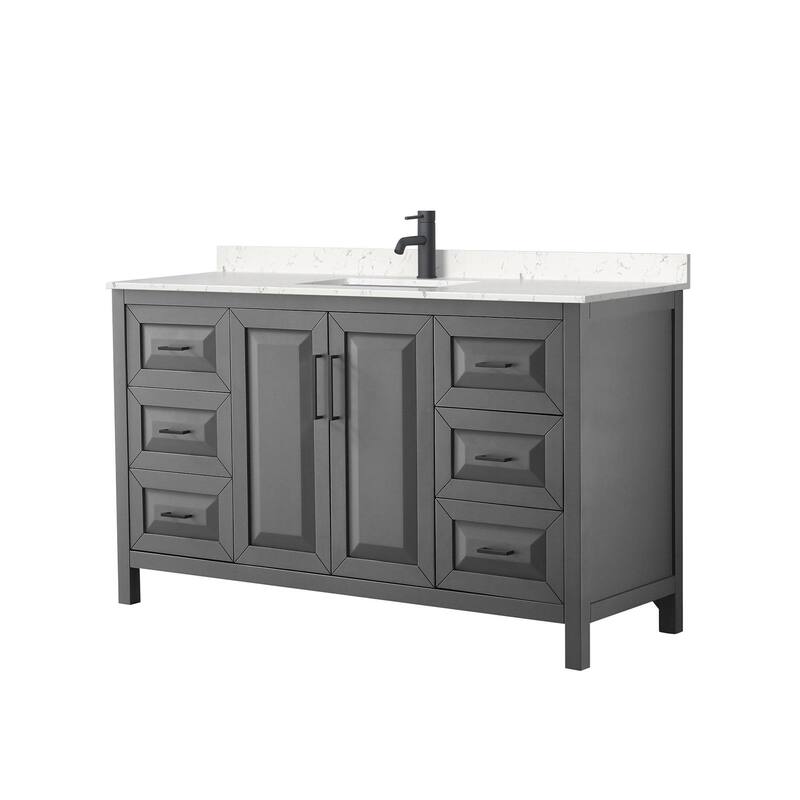 Wyndham Collection Daria 60" Free Standing Single Basin Vanity Set - Dark Gray / Carrara Cultured Marble Top / Matte