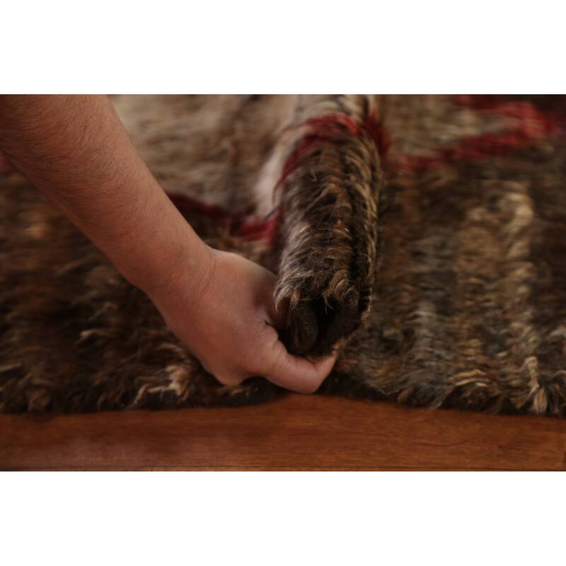 Hand Knotted Oriental 100% Wool Carpet Tribal Trellis Brown Moroccan Area Rug - 9' 4'' X 6' 11''
