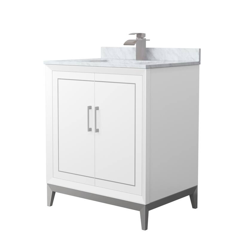 Wyndham Collection WCH515130S-NAT-UNSMXX Marlena 30" Free Standing - White / Brushed Nickel Hardware