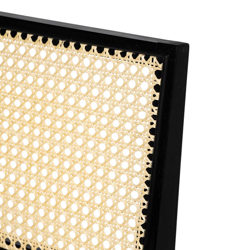 Rattan Dining Chair Set of 2, Armless Side Chairs with Wood Legs