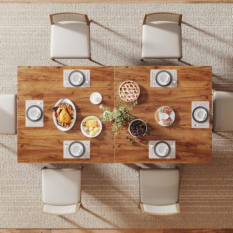 Square Wood Dining Table, Farmhouse Kitchen Table for Living/Dining Room