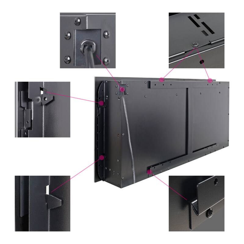 50" Recessed Tempered Glass Front Wall Mounted Electric Fireplace with Remote and LED Light Heater