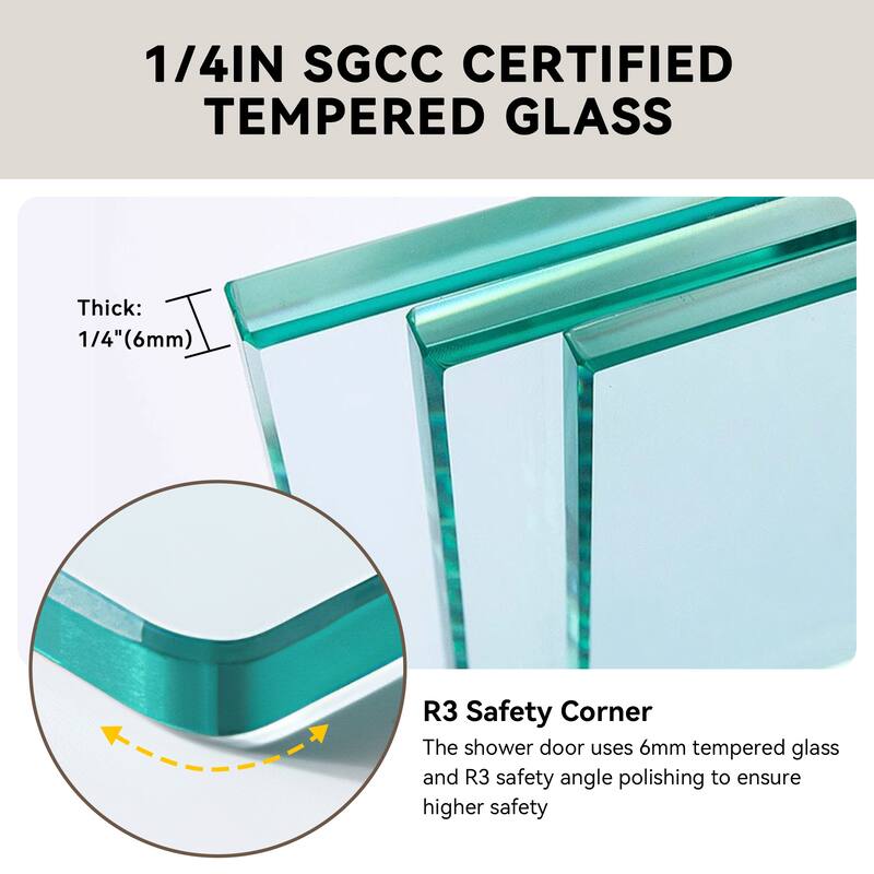 56-60" Semi-Frameless Double Sliding Tub Door, 6mm Tempered Glass Bypass Bathtub Shower Enclosure - 60x58"