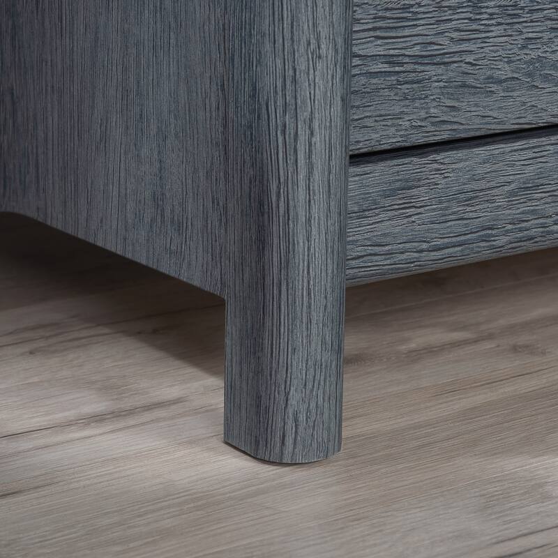 Wood Modern Chest with 4-Drawer and Open Shelf, Blue