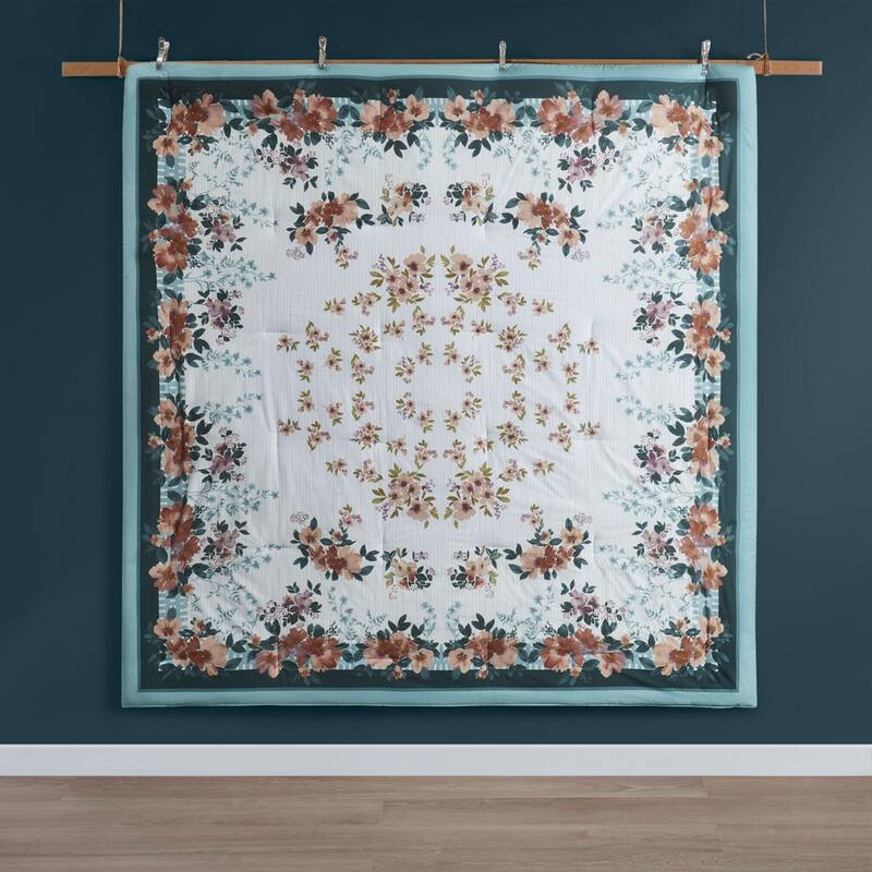 GDF Studio - Everly Cotton Floral Comforter Set with Throw Pillows