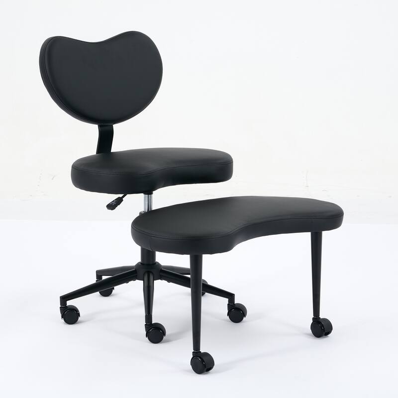 Roomfitters Meditation Chair Plus, Cross-Legged Desk Chair with Wheels and Adjustable Stool, Criss Cross Office Chair