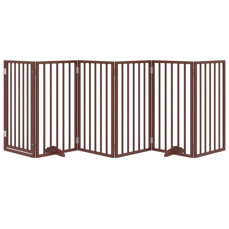 vidaXL Dog Gate Set of 2 Brown Solid Poplar wood 63 in long Foldable
