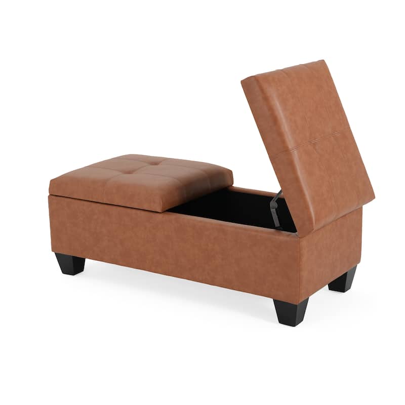 Practical Leather Ottoman Bench Window Bench, Corridor Bench with Double Open Top, Padded Seat for Mudroom