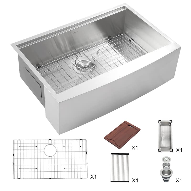 Farmhouse Sink Apron Front Ledge Workstation 16 Gauge Stainless Steel Single Bowl Luxury Kitchen Farm Sink