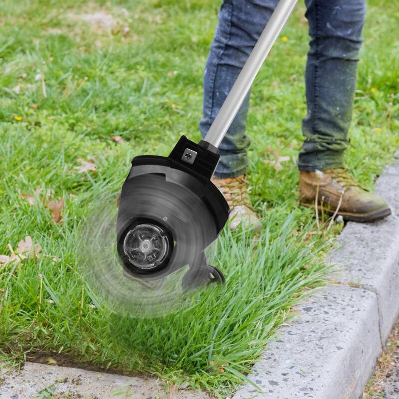 21V Cordless Brushless Grass Trimmer with 3 Blade Types and Adjustable Pole Dual Wheels - 7.68” x 4.33”