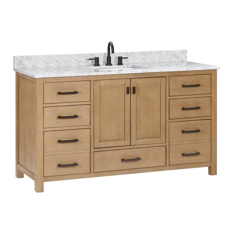 Avanity Modero 60 in. Single Sink Bathroom Vanity with Carrara Marble Top - 61"W x 22"D x 35"H