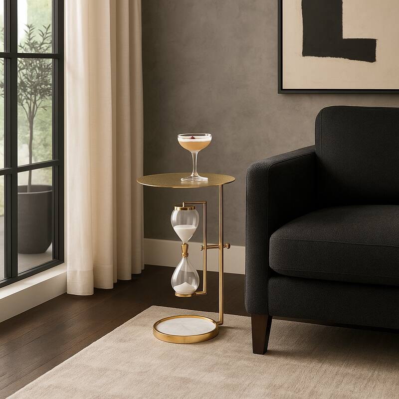 Metal Modern Hourglass Base Side Table - 23 in. - 16" x 16" x 23"