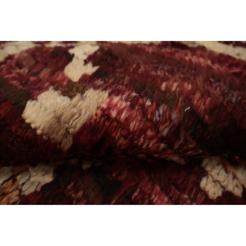 Hand Knotted Oriental 100% Wool Carpet Modern Tribal Red Moroccan Area Rug - 11' 9'' X 9' 3''