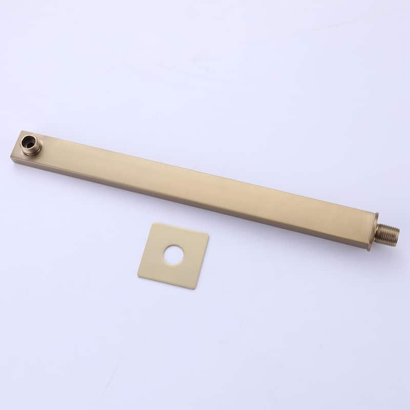 Brushed Gold 1-Spray Square Wall Bar Shower Kit with Hand Shower - 10 inch