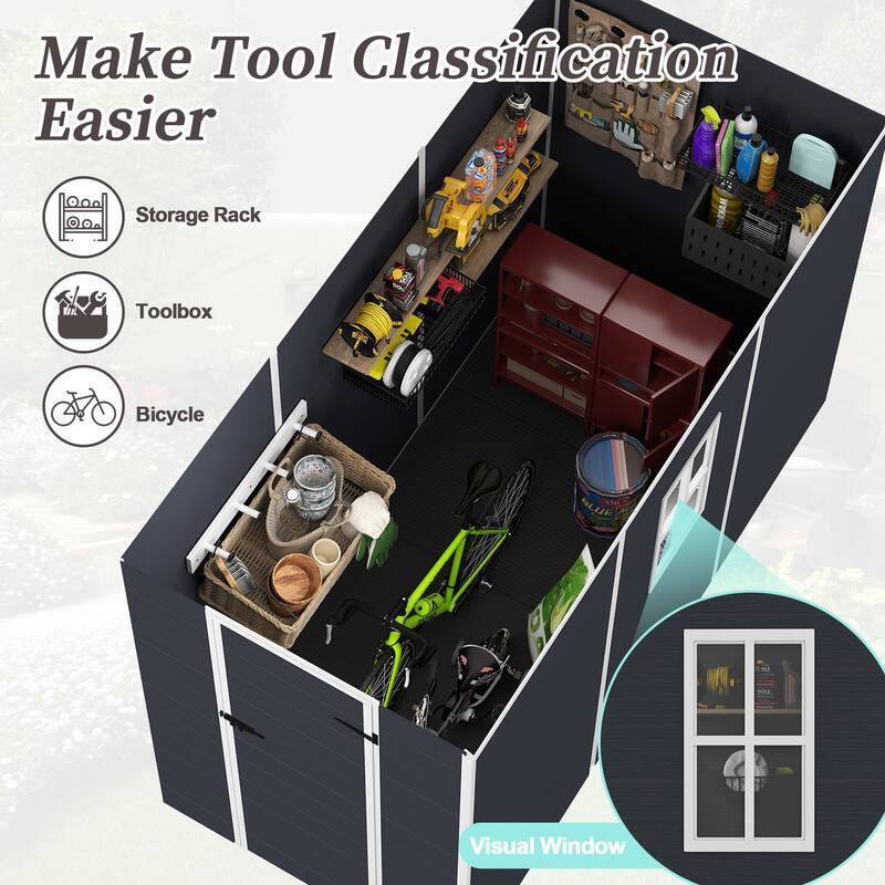 4*8ft resin storage shed, high quality pp material,strong structure,Outside Sheds, waterproof, rust and UV proof