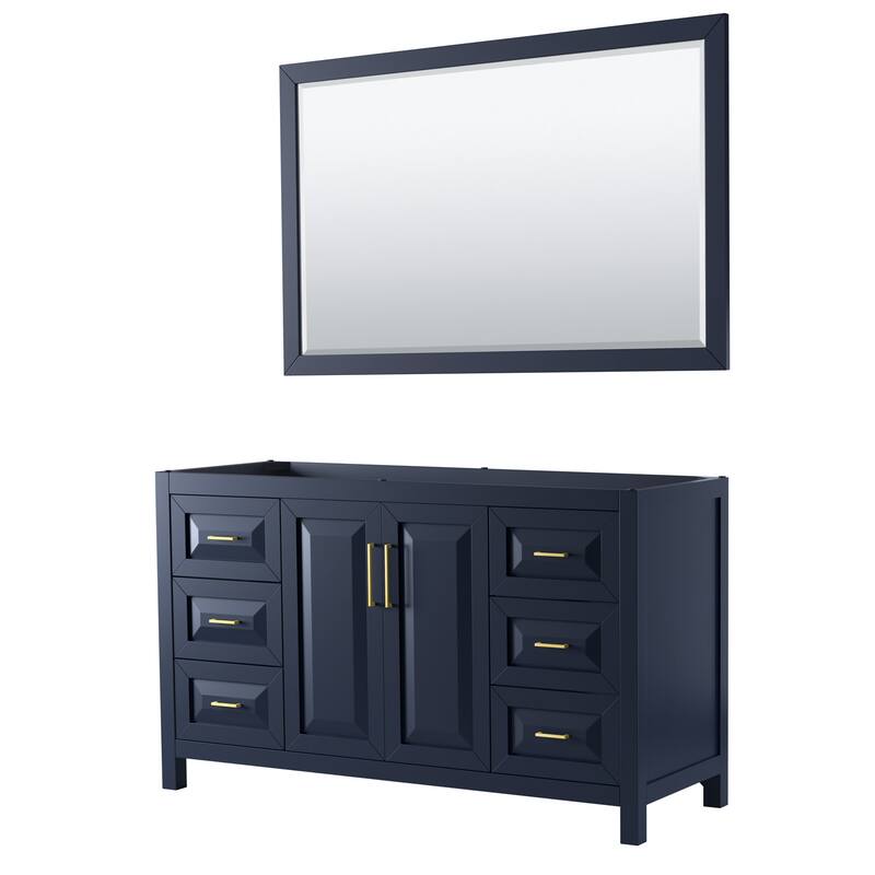 Wyndham Collection Daria 59" Single Free Standing Vanity Cabinet - - Dark Blue / Brushed Gold Hardware