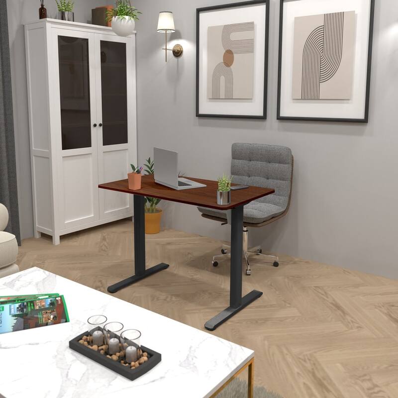 Mount-It! 40"W Electric Rectangular Adjustable Standing Desk, Hazelnut/Black (MI-8036)