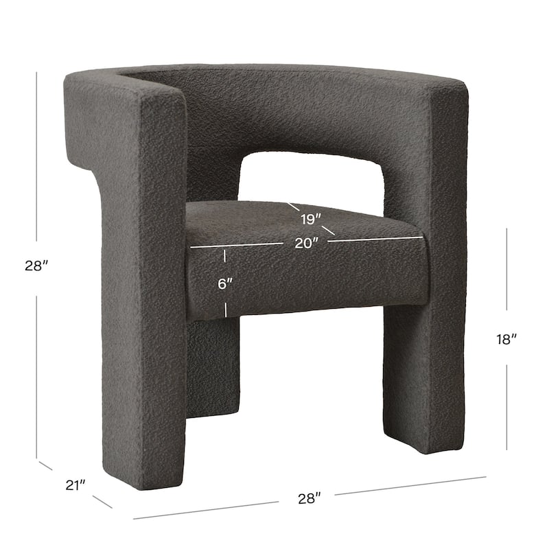 KINWELL 28" Wide Boucle Upholstered Square Armchair