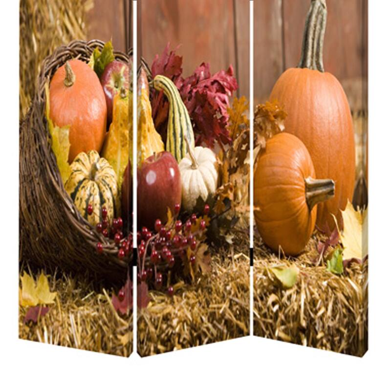3 Panel Foldable Canvas Screen with Vegetable Still Print, Multicolor - 6 x 12