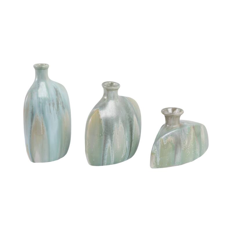 Stoneware Decorative Vases Sleek Sculptural Design Modern (Set of 3)