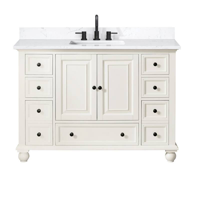 Thompson 48 in. Single Sink Bathroom Vanity with Engineered Stone Top - 49"W x 22"D x 35"H