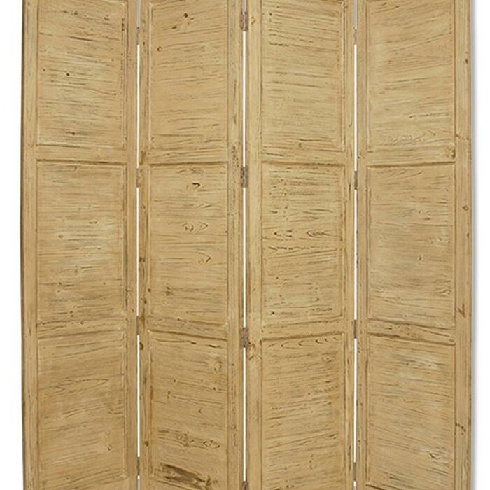 Wooden 4 Panel Foldable Floor Screen with Textured Panels, Yellow