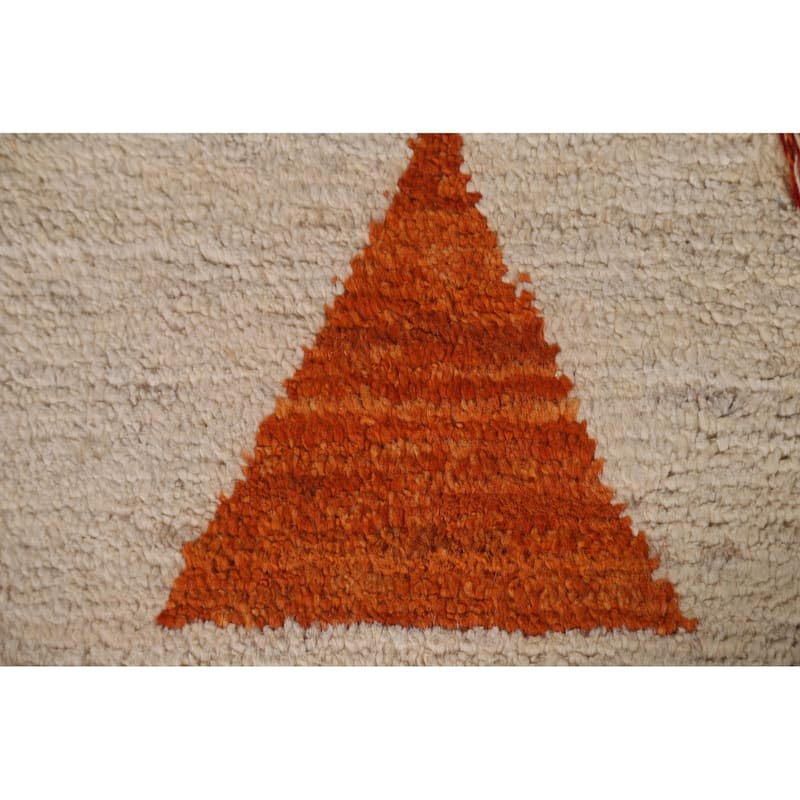 Hand Knotted Oriental 100% Wool Carpet Modern Tribal Beige & Ivories Moroccan Area Rug - 9' 11'' X 6' 10''