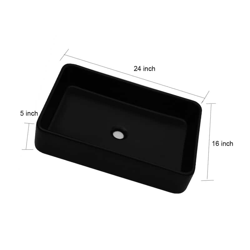 Black Ceramic Handmade Rectangular Vessel Bathroom Sink
