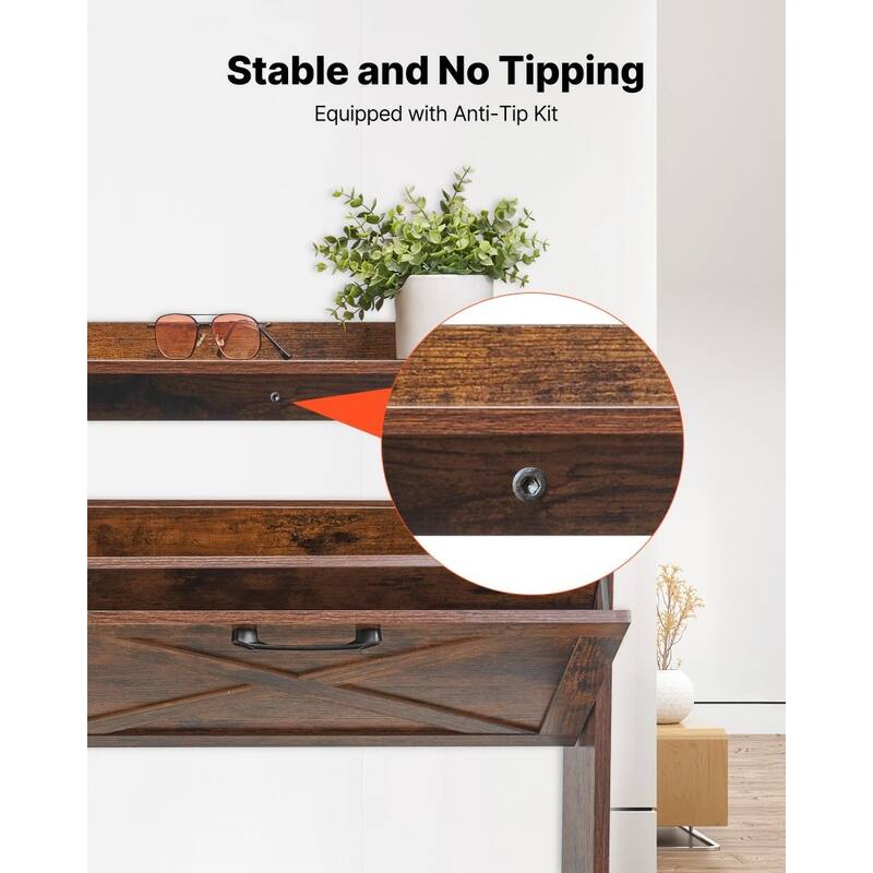 4-Drawer Brown Shoe Organizer Cabinet with Adjustable Flip Storage for Entryway Hallway or Foyer - 47.24 x 9.45 x 41.34 in