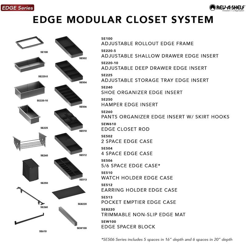 Rev-A-Shelf 5E240-3242-16-1 Edge 12-1/16" Deep Shoe Organizer or Shoe
