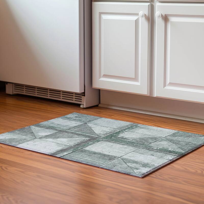 Premium Washable Super Soft Contemporary Geo Mayfield Rug - Sage - 1'8" x 2'6"