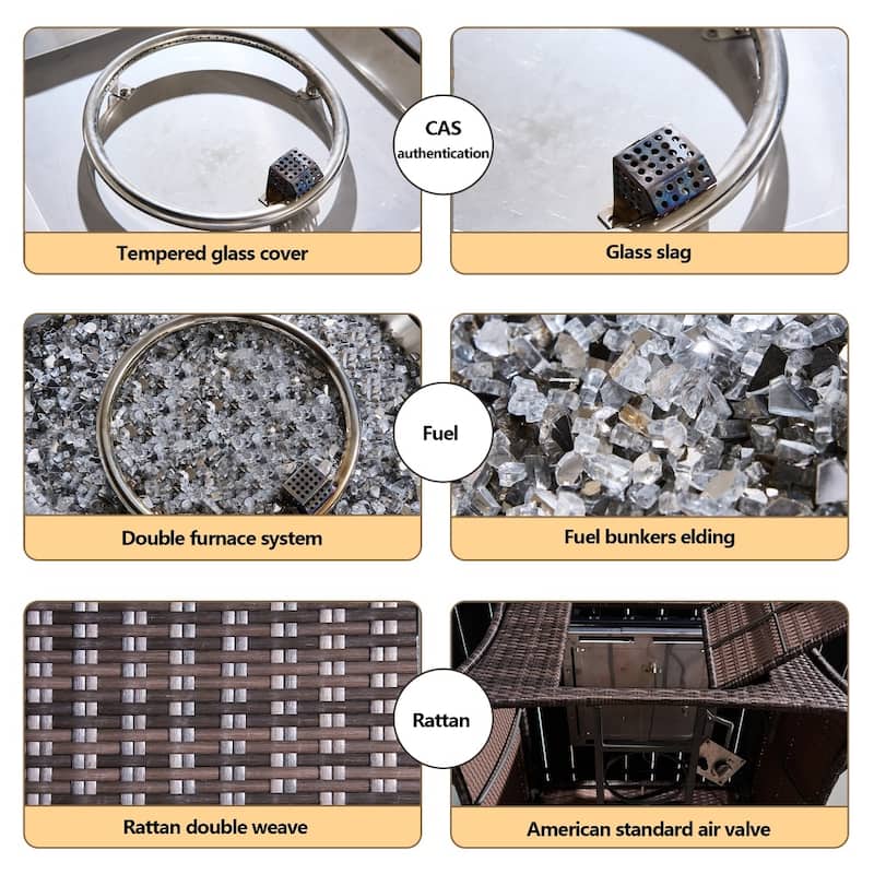 Modern 9-piece Aluminum Round Fire Pit Table Set with 8 Chairs for Patio