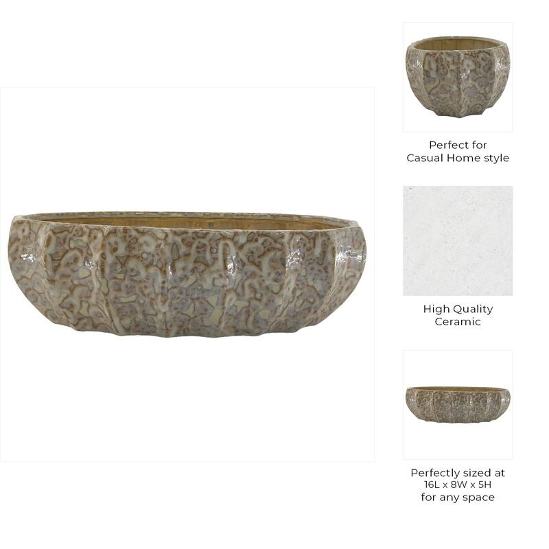 Ceramic Decorative Bowl with Glossy Glazed Finish Modern Accent