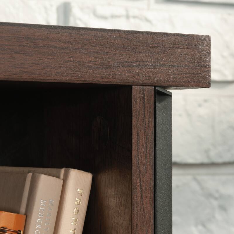 Wood Hutch with Concealed Compartments, Brown - 64.57" W x 11.65" D x 36.77" H