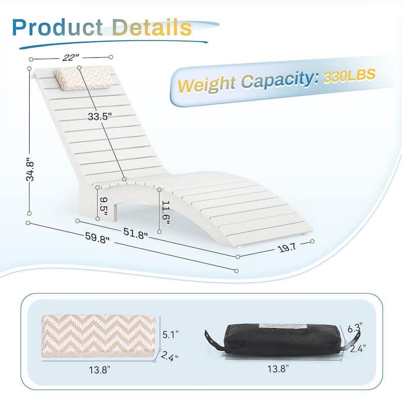 HDPS Pool Lounge Chairs Set of 2, Use in Pools Lounge Chairs, Chaise Chairs with Headrest, Lounge Chair Outdoor