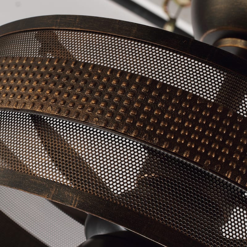 21-inch Brown Rustic Cage Small Ceiling Fan/ Fandelier with Light and Remote - 21 in. D x 21 in. W x 15.5