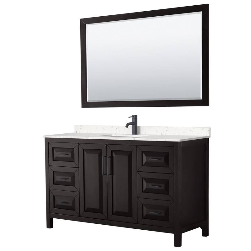 Wyndham Collection Daria 60" Free Standing Single Basin Vanity Set - Dark Espresso / Carrara Cultured Marble Top /