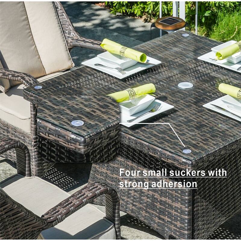5-piece Outdoor Dining Set - PE Wicker Chairs & Tempered Glass Table