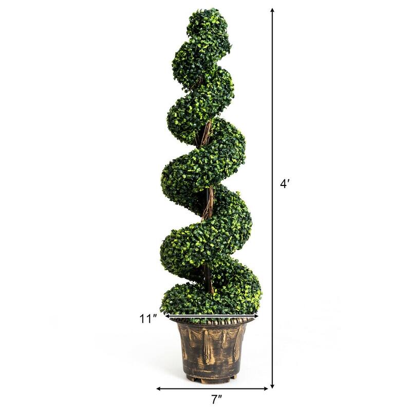 Set of 2 Realistic Faux Plant with Natural Wood Trunk and PVC Leaves for Indoor and Outdoor Decor - 11"x 11"x 4"(L x W x H)