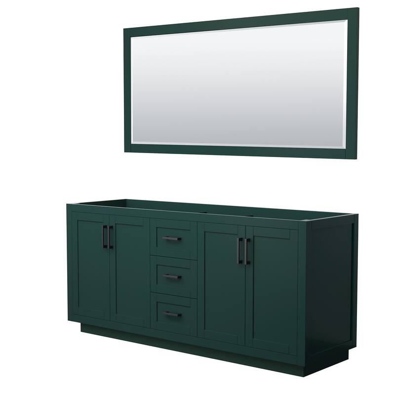 Wyndham Collection Miranda 71" Double Free Standing Vanity Cabinet - - Green / Matte Black Hardware