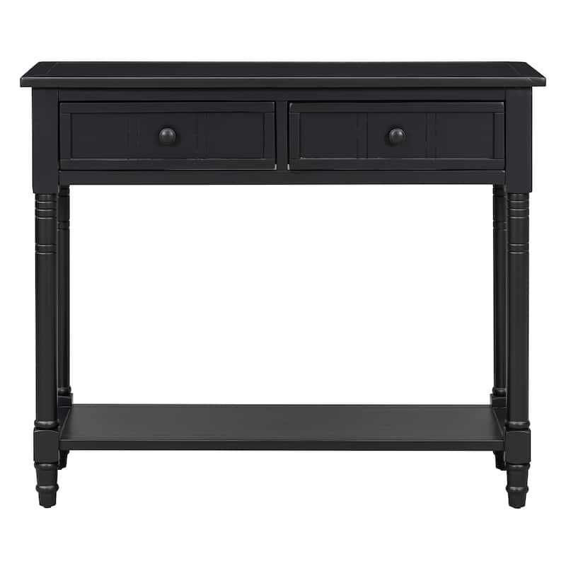 Daisy Carved-Leg Console Table with Dual Drawers & Display Shelf by Harper&Bright Designs