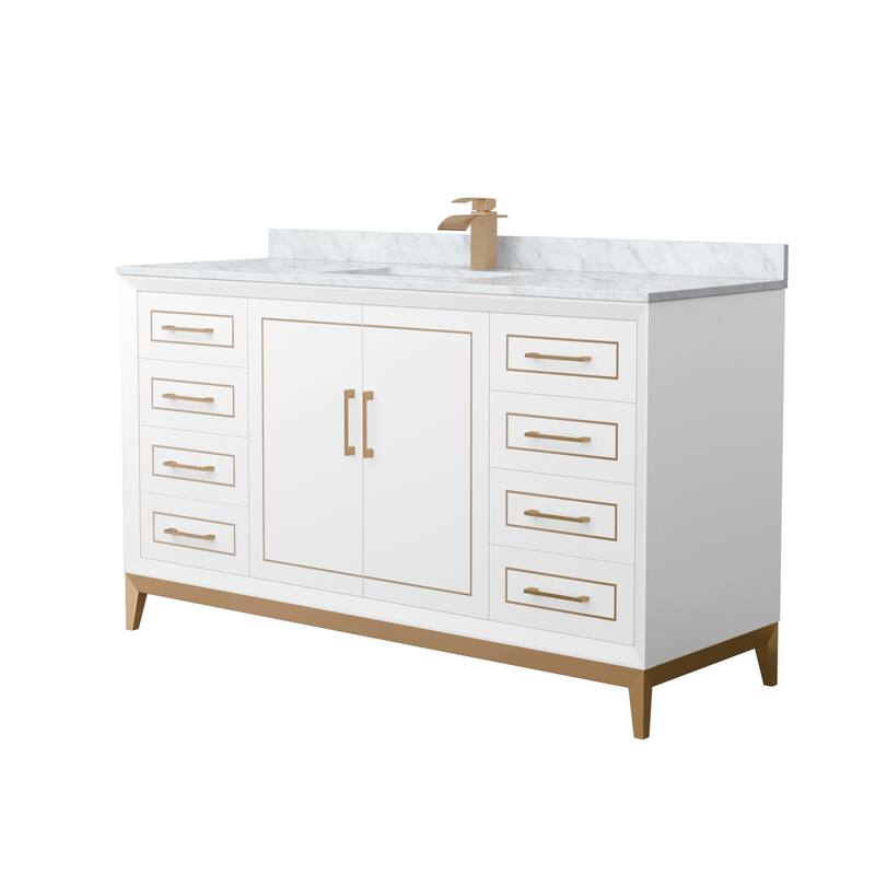 Wyndham Collection WCH515160S-NAT-UNSMXX Marlena 60" Free Standing - White / Satin Bronze Hardware